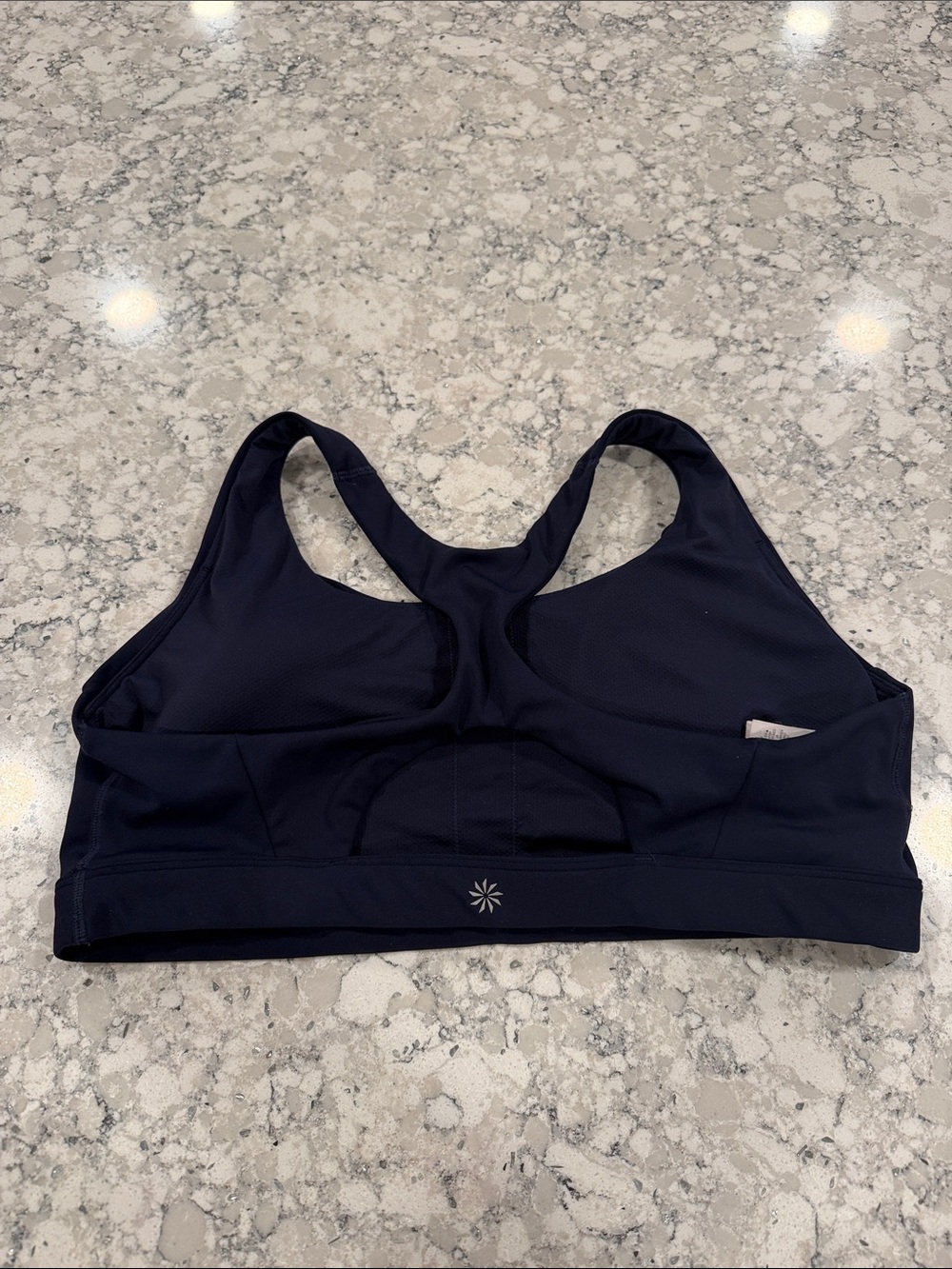 Athleta Navy Racerback ultimate Sports Bra XL lined and padded